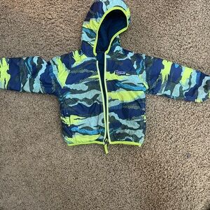 Patagonia Navy and Neon Yellow Jacket and pants set